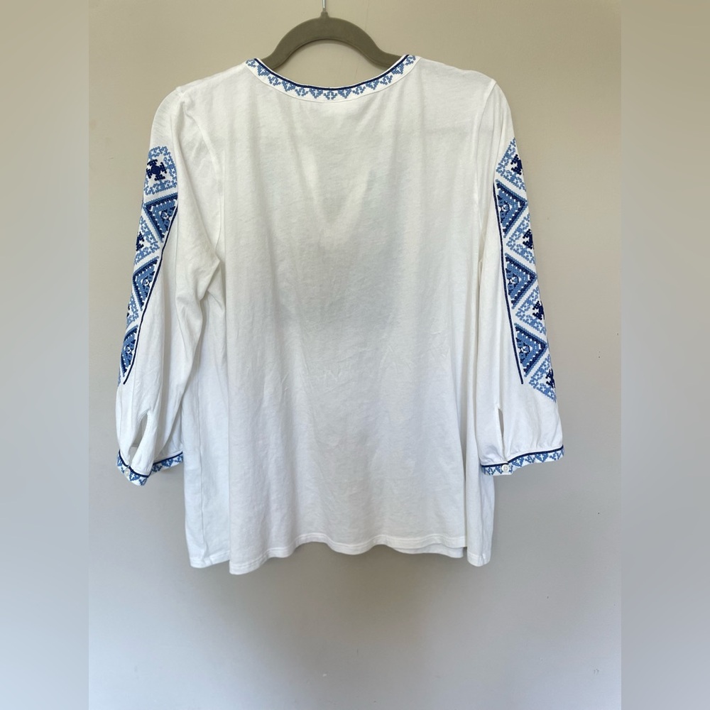 J. Jill White Tunic with Blue Embroidery - Picture 5 of 5
